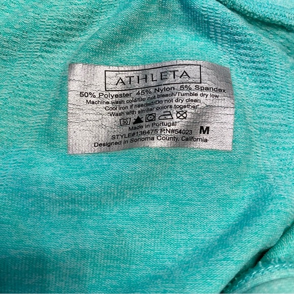 ATHLETA TOP 1/4 1/3 ZIP LONG SLEEVE PALE GREEN ACTIVE STRETCH HIGH NECK SIZE M - Picture 10 of 10